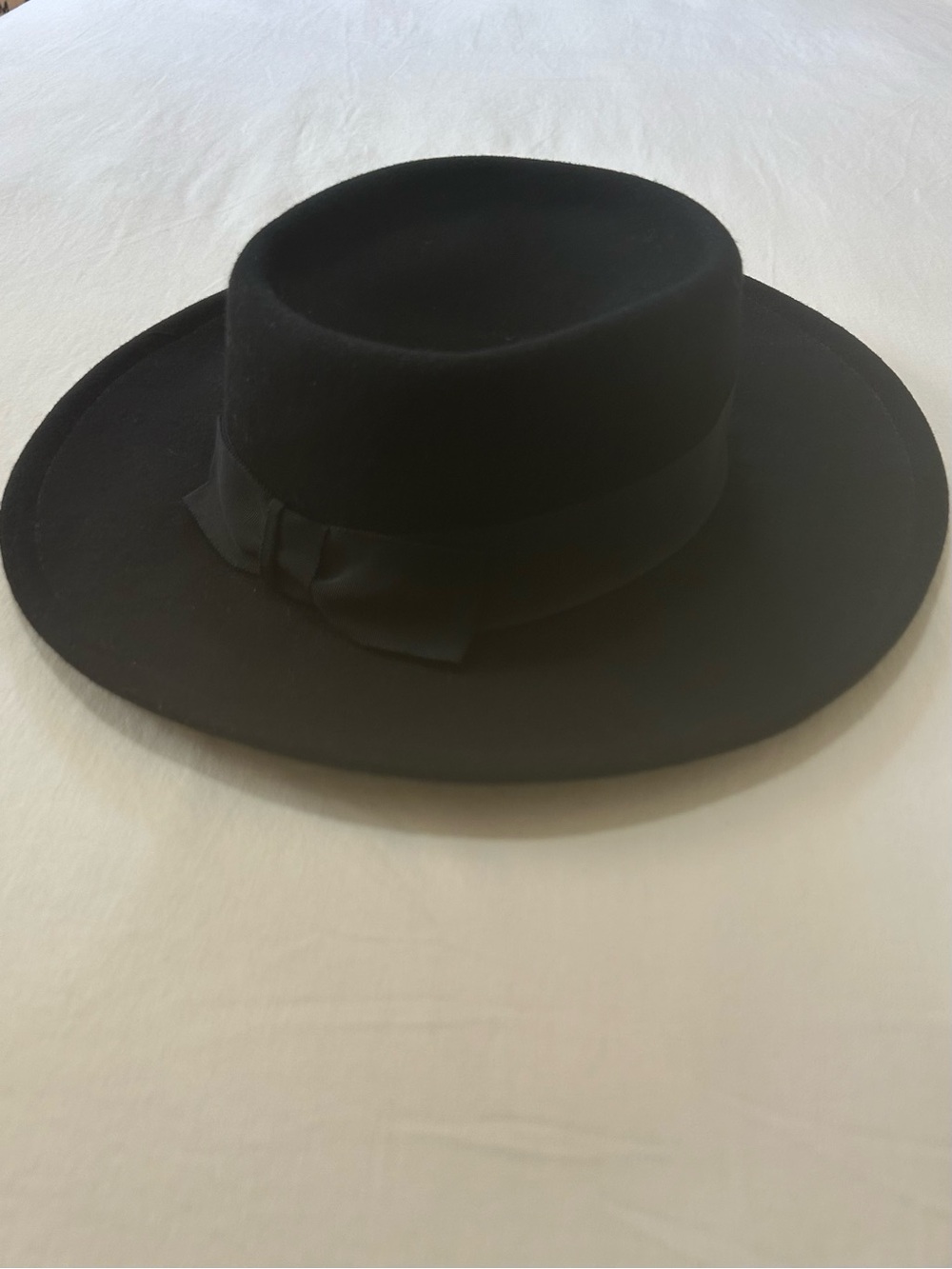 Vintage 90s Betmar Wool Felt Fedora Boater Hat Black Dark Academia Whimsigoth